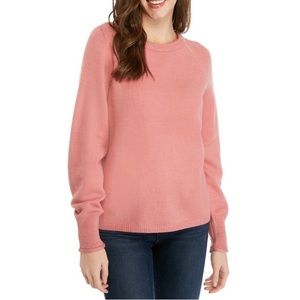 Anthropologie Philosophy Raglan Roll Cuff Crew Neck Sweater Rose Pink Small S
